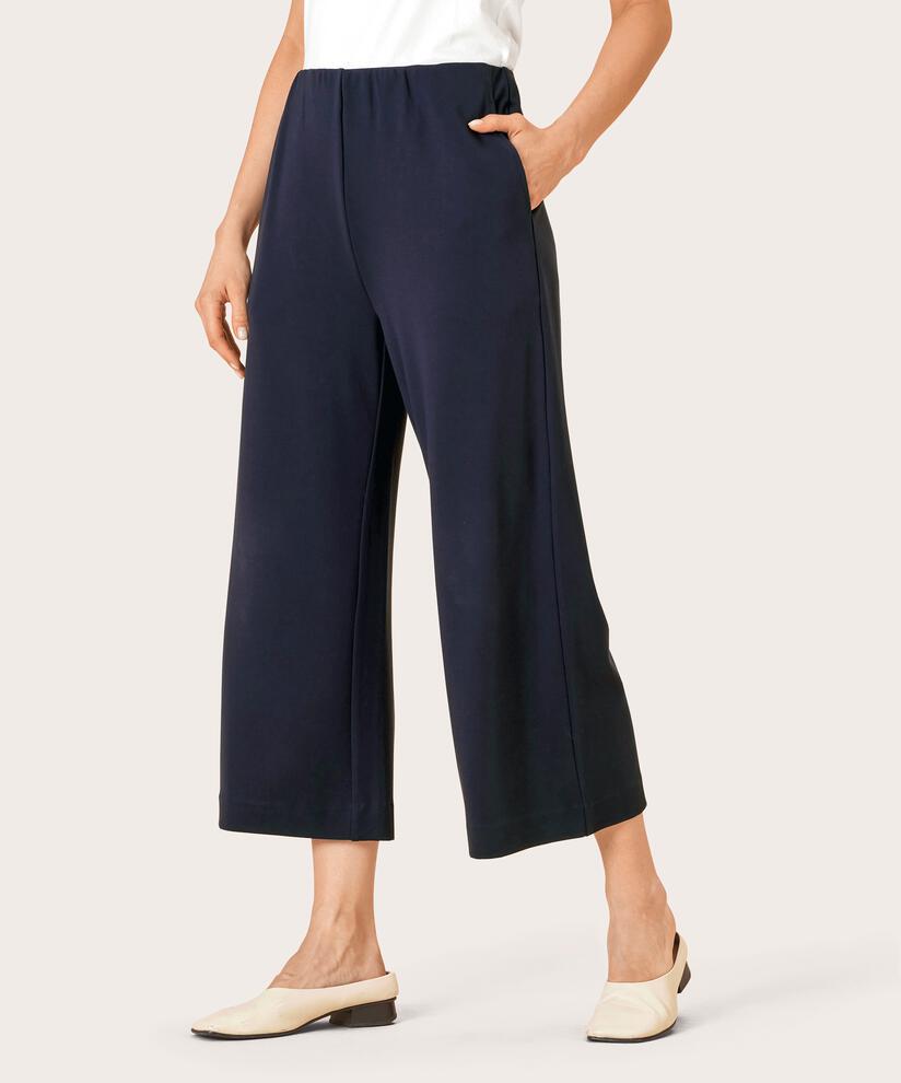 Navy jersey wide outlet leg trousers