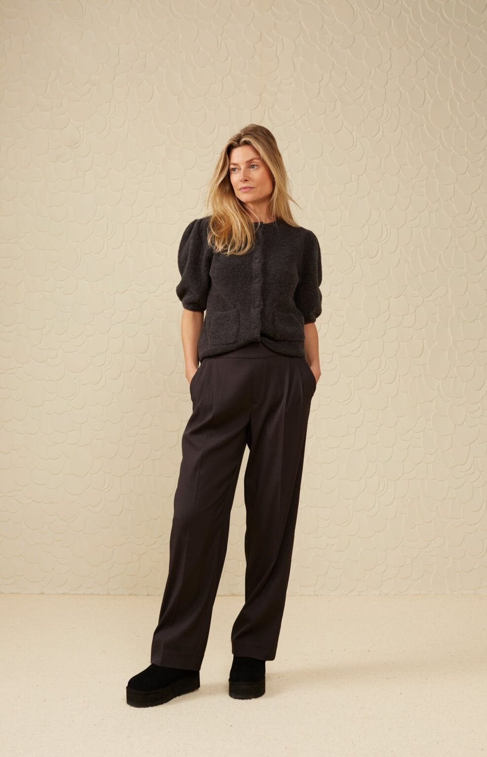 Woven Elasticated Waist Wide Leg Trousers