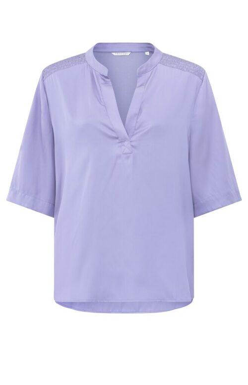 Satin Top with V Neck & Half Long Sleeves | Lavender Purple