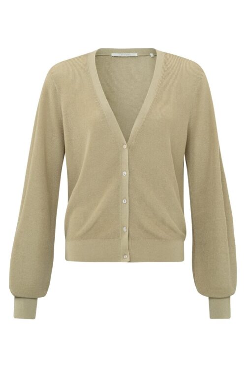 Cardigan with a V-neck, long sleeves and little buttons - Light Green
