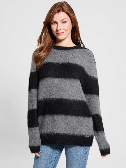 Skye Maxi Stripe Sweater | Black-Dark Melange