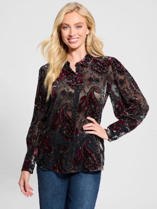 Long sleeve Regal Button Up Shirt | Red Noir Multi