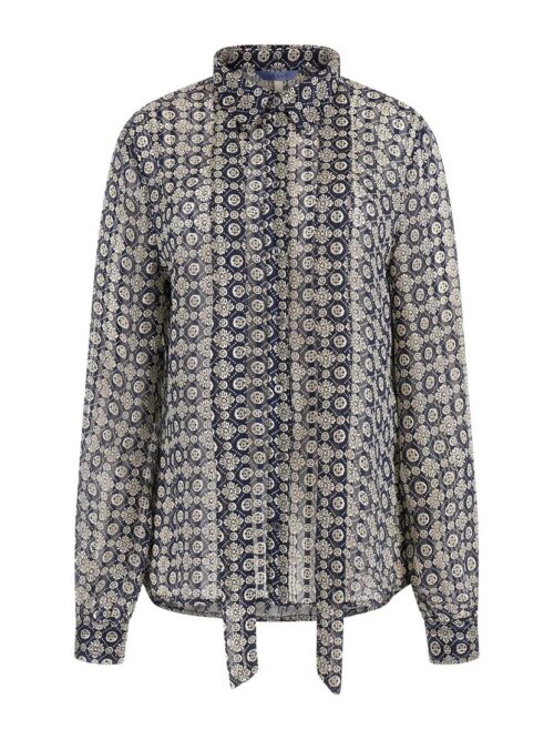 Oriane Bow Shirt | Tapestry Blue