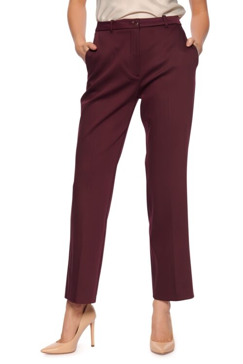 Zoe Tailored Straight Leg Trouser | Cavalry Red Noir