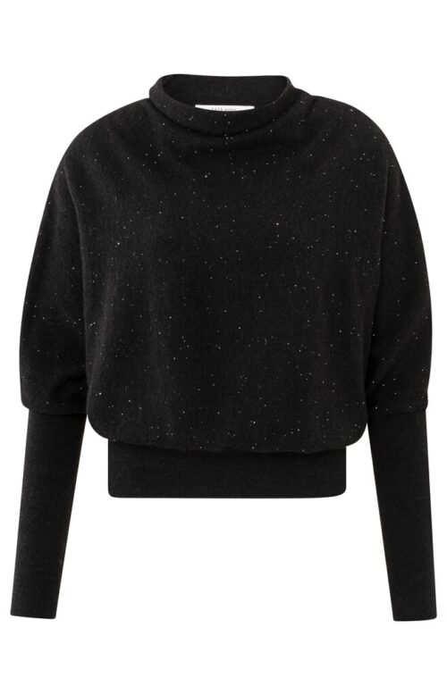 Sweater with Turtleneck, Batwing Sleeves and Glitter Sequins | Black